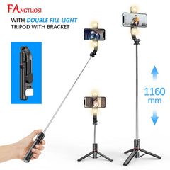 1160mm Extended version bluetooth selfie stick fill light tripod with remote