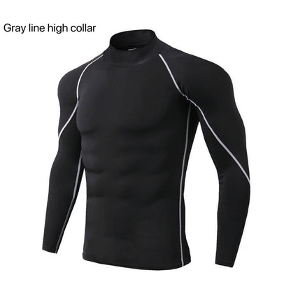 Men's Workout Compression Shirt Quick Dry Running T-shirt Turtleneck Long Sleeve Rash Guard Gym Base Layer Athletic Undershirt