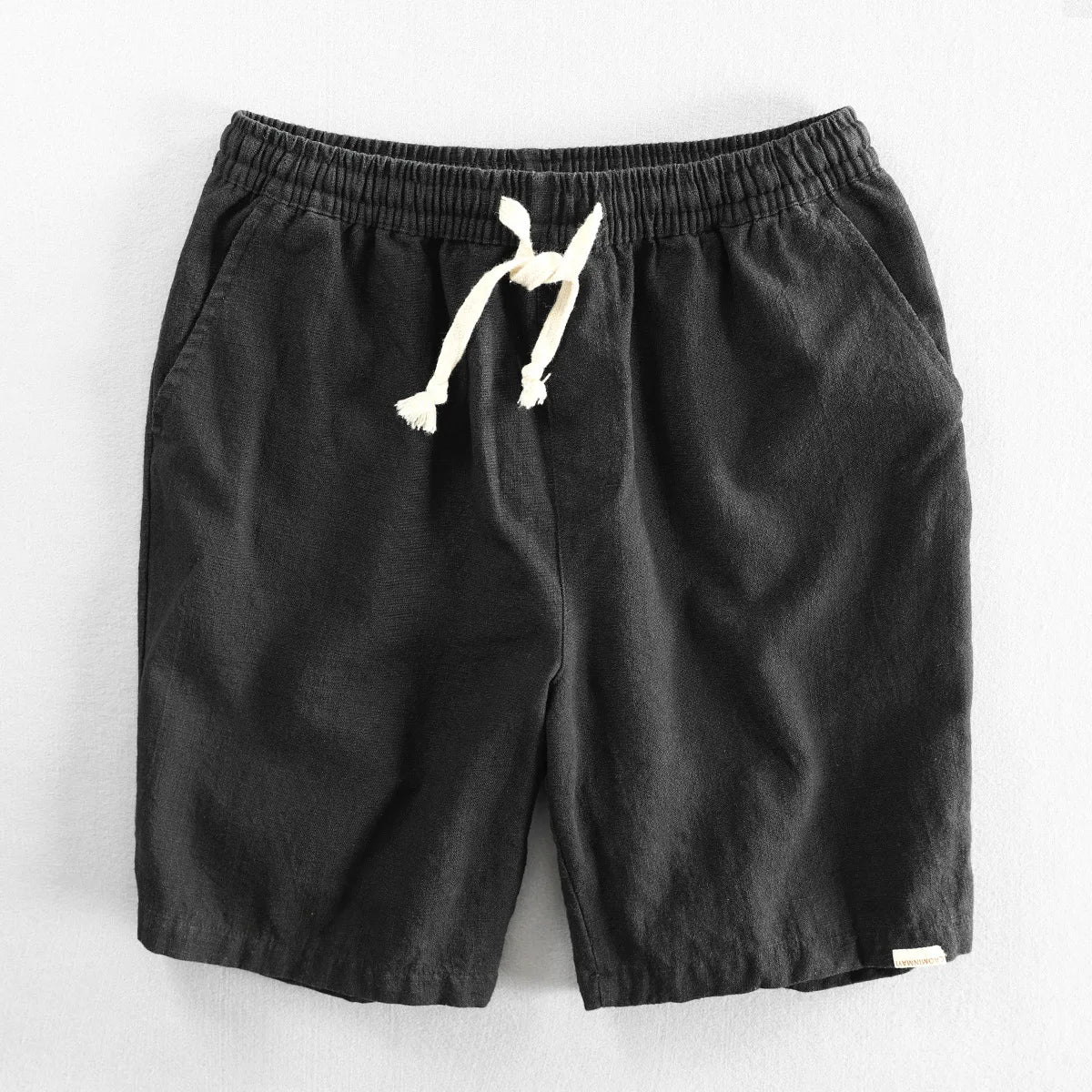 Schinteon Summer Men Casual Cotton Linen Shorts Knee Length Beach Elastic Waist Shorts Solid Color Comfortable Pants New