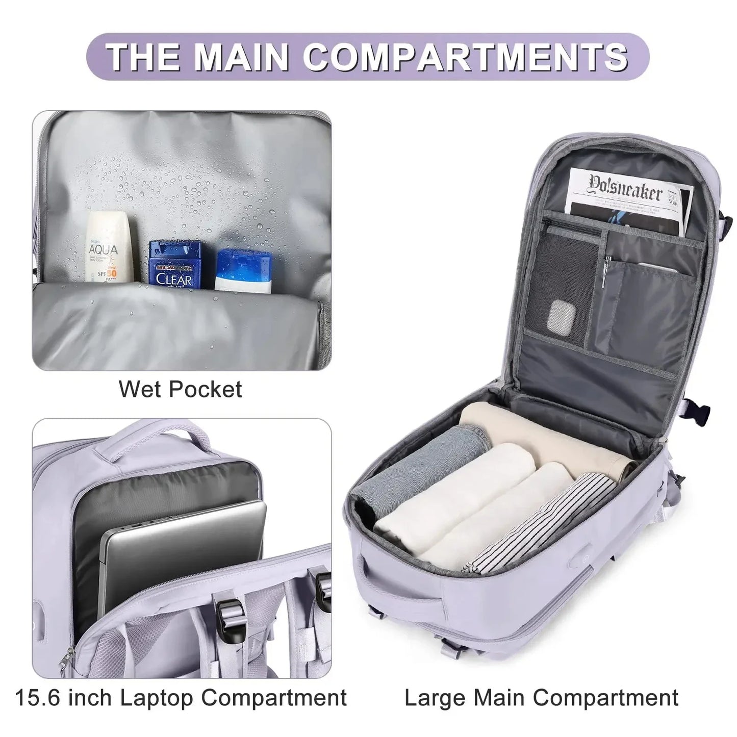 Buylor Travel Backpack for Women 40x25x17 Airplane Cabin Backpack Carry-On Luggage 14inch Laptop Backpack Casual Schoolbackpack