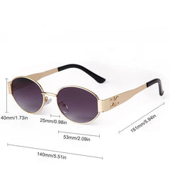 Sunglasses for Women Retro Metal Oval Men Luxury Brand Designer