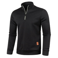 Men Hoodies Thicker Sweatshirts Half Zipper Pullover Autumn Solid Color Long Sleeve Tops