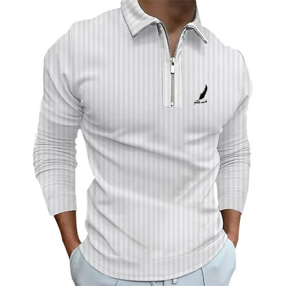 Sportswear Business Casual Men's Polo Shirt Long Sleeve Party Outdoor Office Fall & Winter Print Turndown Zipper Polyester