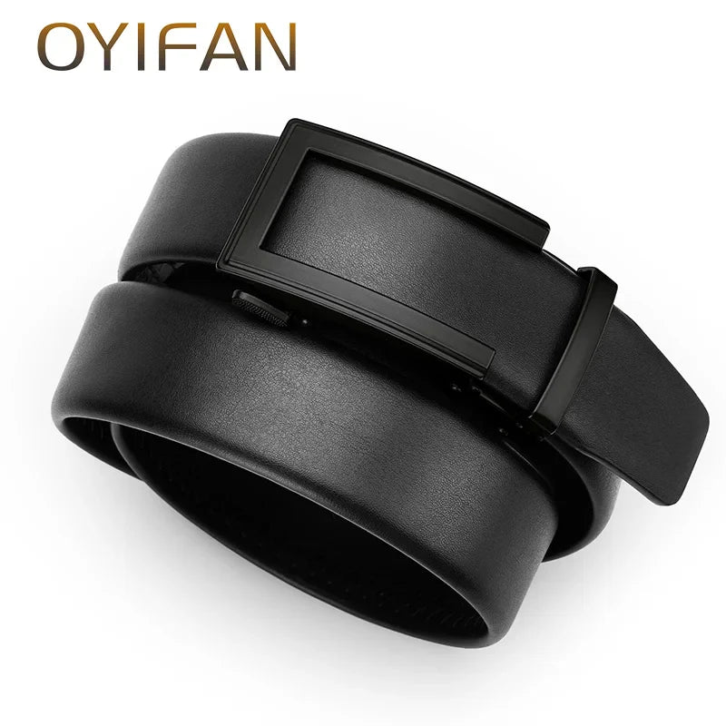 Fashion Designer Men's Automatic Belt 110-130cm Alloy Automatic Buckle Ratchet Belt Men's Genuine Leather Belt