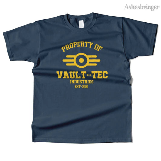 Mens Cotton Property of Vault Tec Graphic T Shirt Street Casual Style Tee for Men and Women