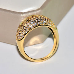 Real 18k Gold Rings for Women Luxury Full Diamond Fine Jewelry Wedding Anniversary