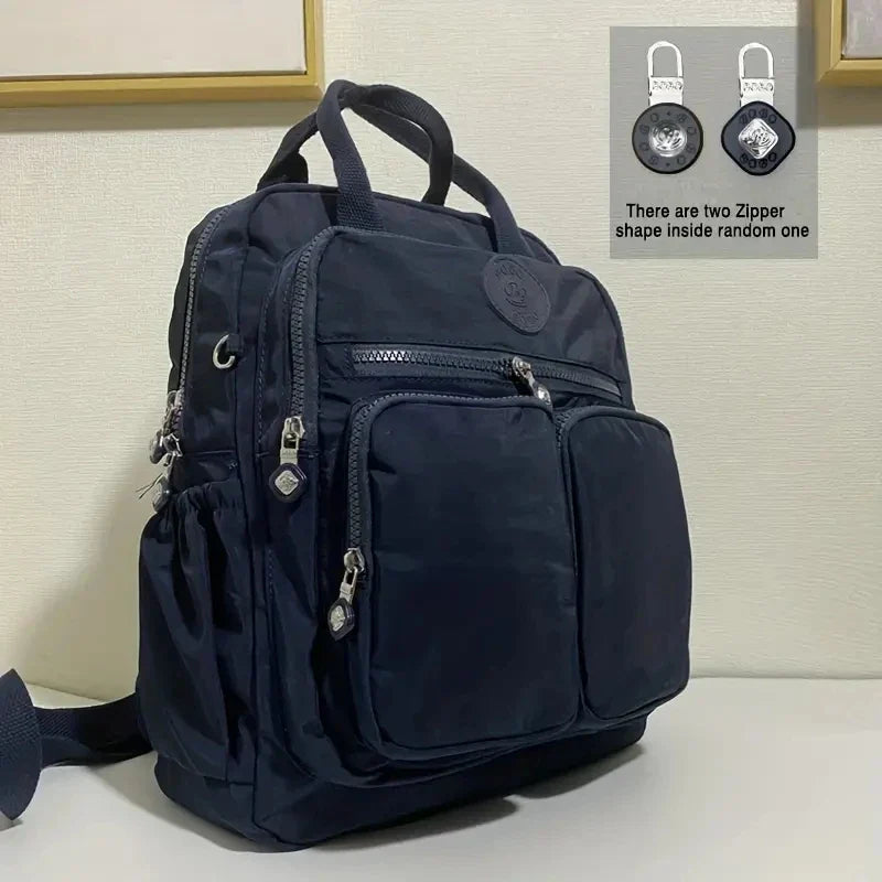 Fashion Woman Backpack Waterproof Nylon Soft Handle Solid Multi-pocket Travel Zipper Feminina School Bags Laptop Backpack