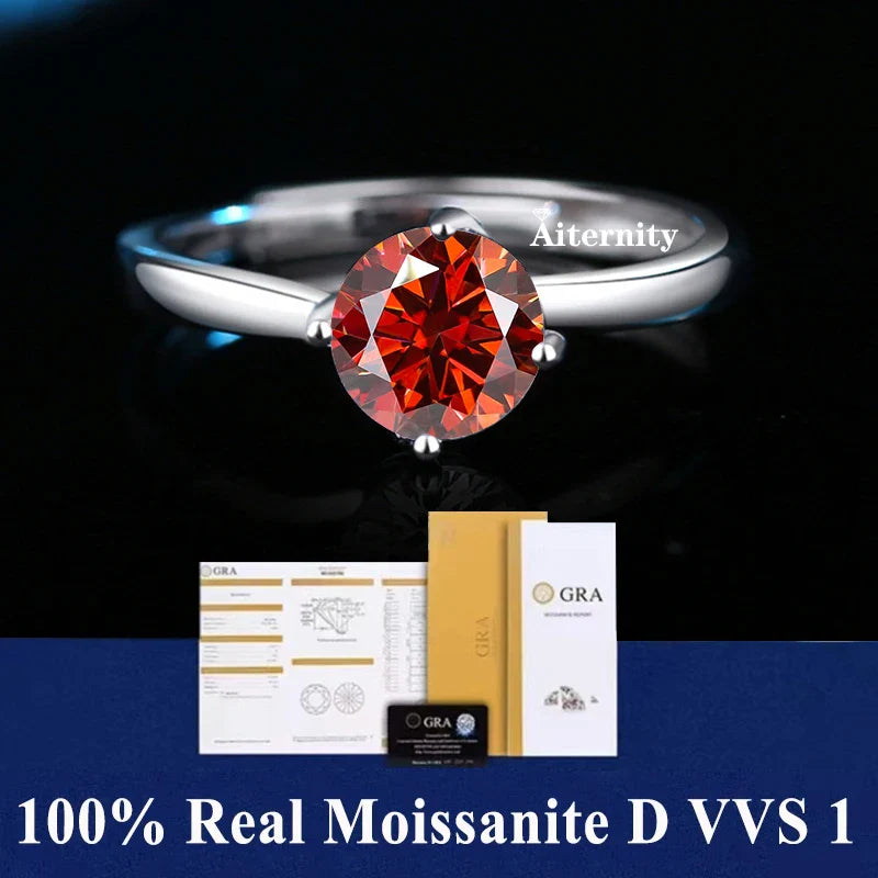 NEW 100% Real Moissanite Ring D VVS1 Pass Diamond Test Pen Adjustable Size S925 Sliver GRA Certificate Wedding Rings for Women