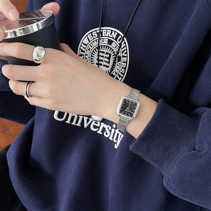 Brand Simple Quartz Watch for Women Retro Luxury Gift Ladies Watches Small Dial Adjustable Stainless Steel Strap Wristwatches