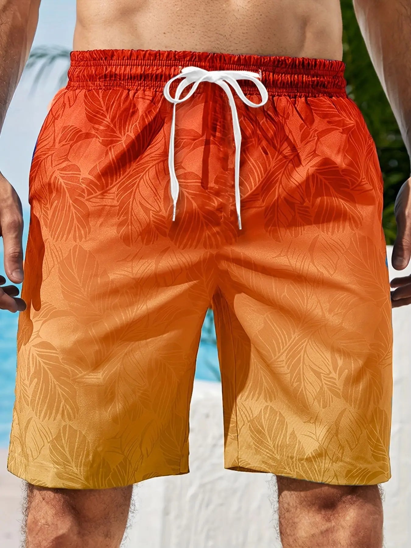 Mens Swim Trunks with Mesh Lining Side Pockets Solid Beach Shorts Quick Dry Lightweight Drawstring Board Shorts Summer Swimwear