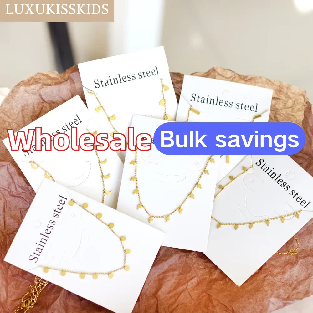 LUXUKISSKIDS Woman Collier бижутерия Golden Chains Necklaces Bohemia Star Heart Elegant Stainless Steel Jewelry Trendy