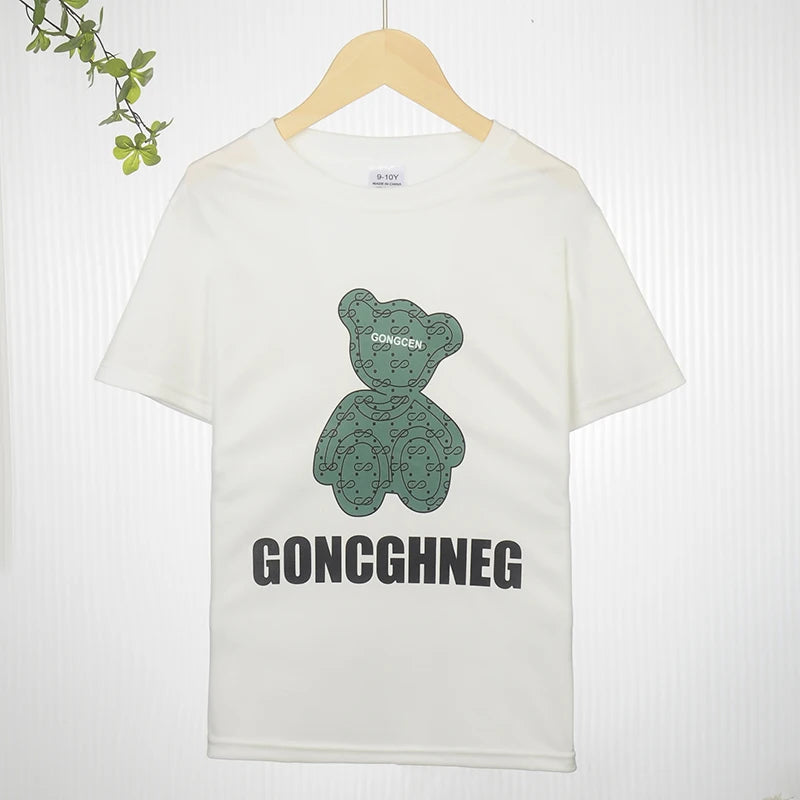 Children Boy Clothes Set Kid Girls Cartoon Bear Tshirts and Shorts 2 Pieces Suit Baby Letter Print Top Bottom Suit Tracksuits