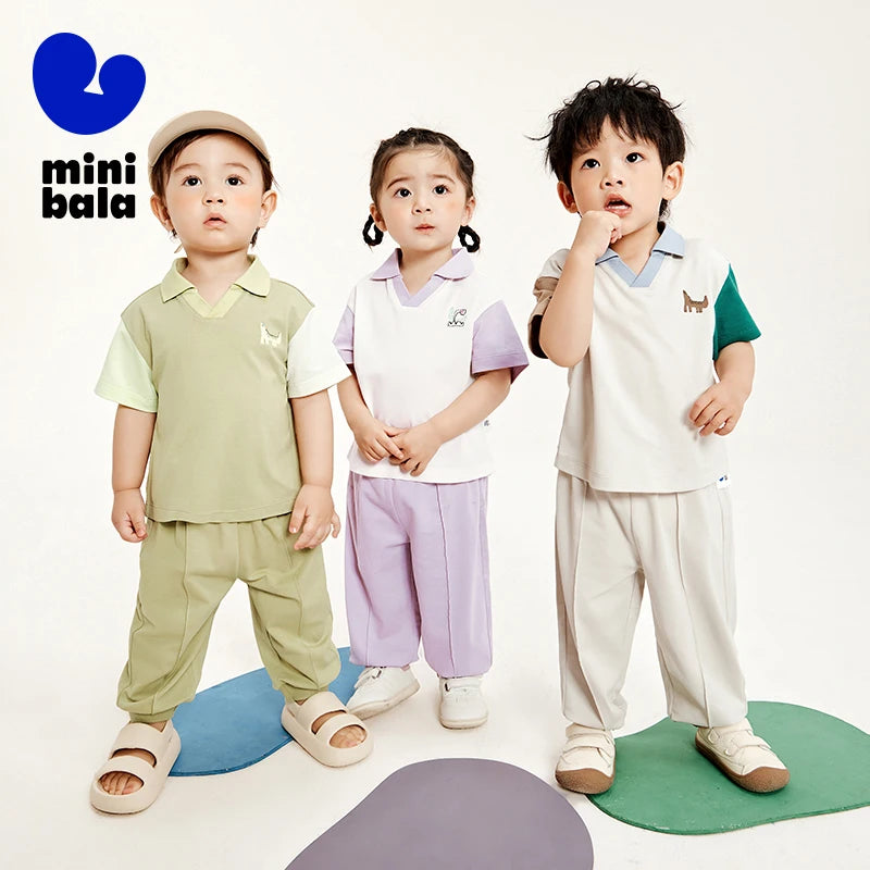 Mini Bala Short Sleeve Set  Boys and Girls 2025 Summer Baby Sports Set Stylish Short Set