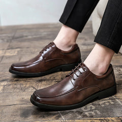 Square-Toe Men's Leather Shoes Fashion Business Oxfords Men Formal Dress Shoes