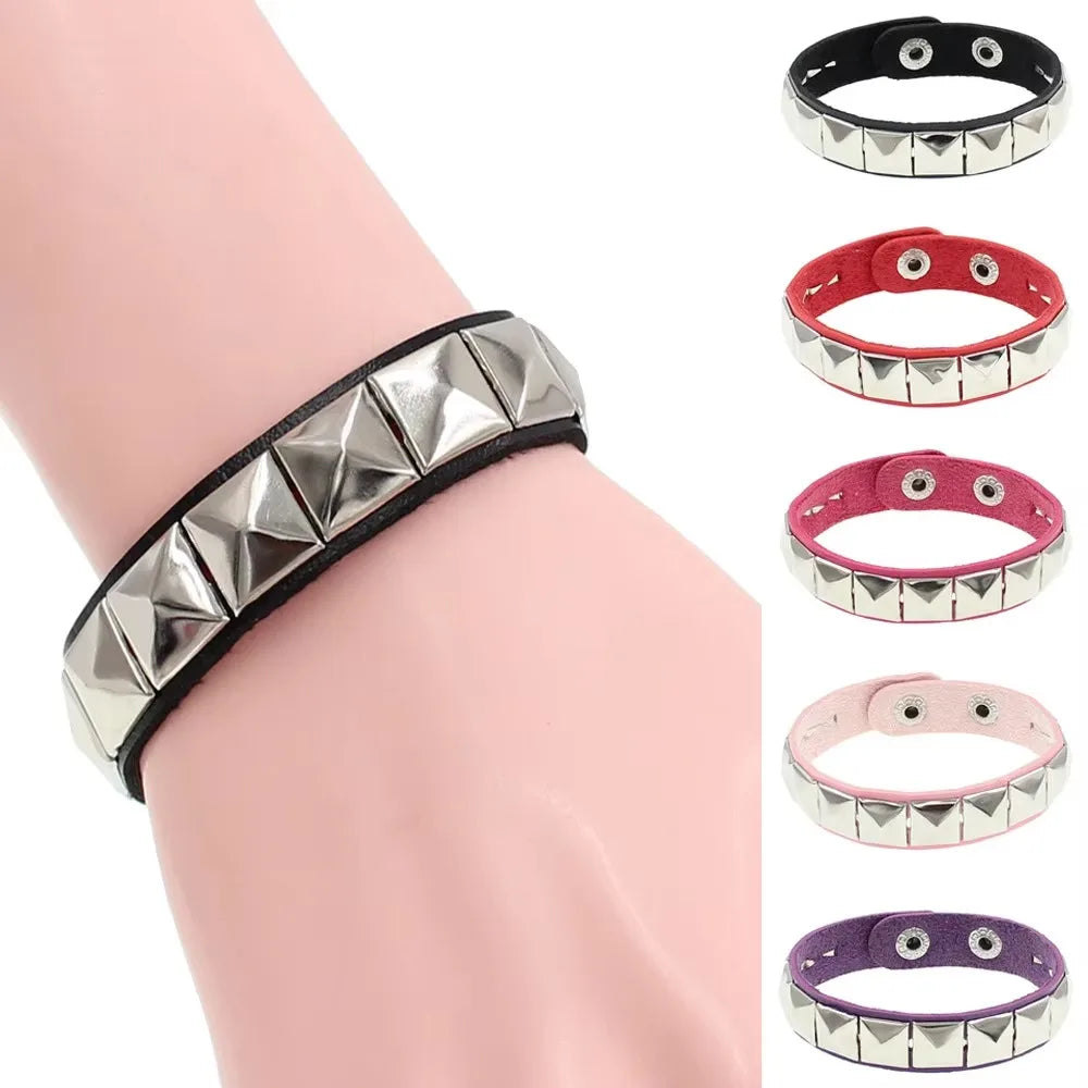 Unique Rivet PU Leather Spiked Studded Bracelet Bangle Gothic Jewelry Rivet Bracelet Punk Cuff Wrap Men Women Metal Wristband