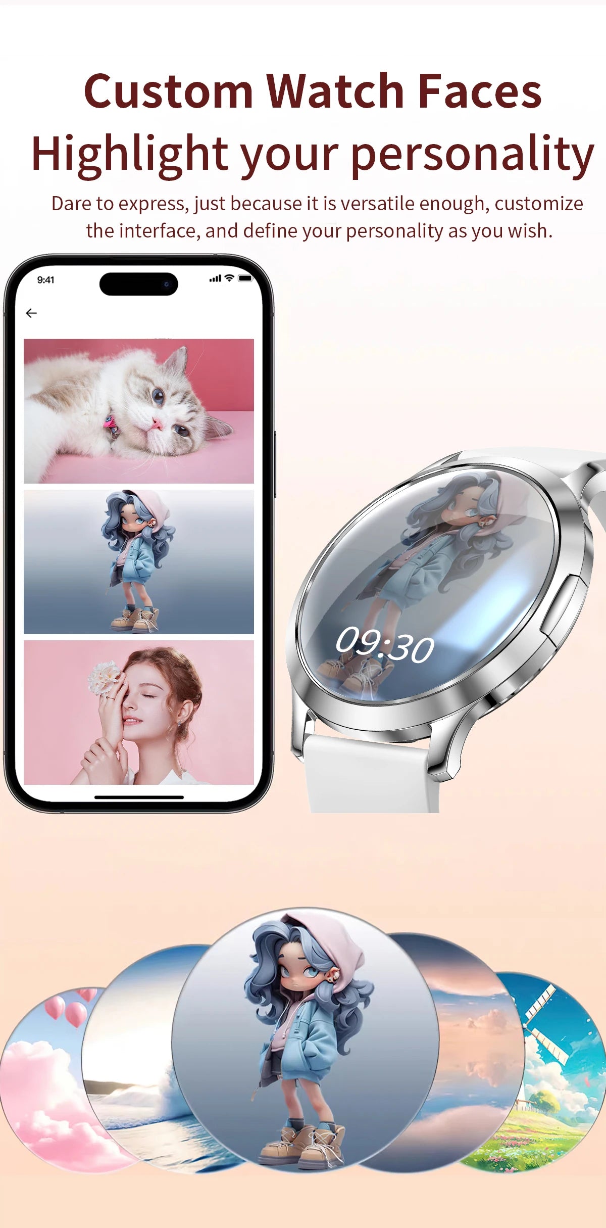 LIGE 2025 New Smart Watch For Women AMOLED HD Screen Watches IP68 Waterproof Heart Rate Monitor Ladies Utra-thin Smartwatch