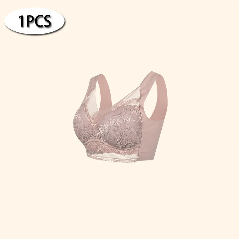 Women Large Push Up Ice Silk Seamless upper Bralette Lace Wireless