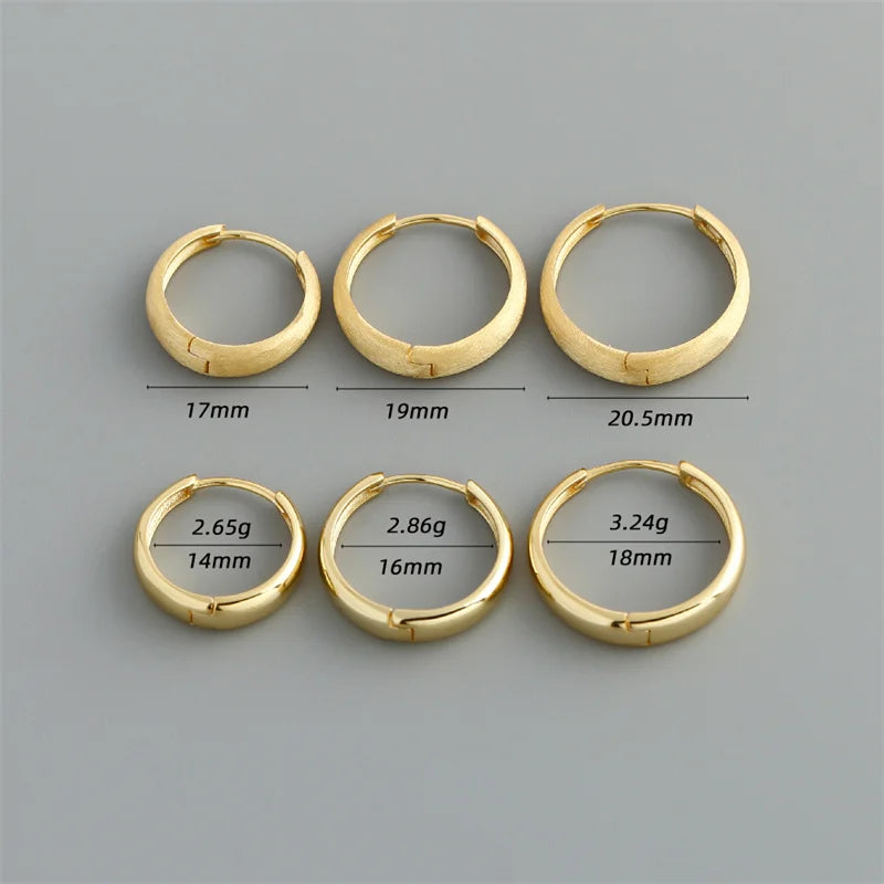 WANTME 925 Sterling Silver Simple Statement Matte Large Huggies Hoop Earrings for Men Women Fine Gothic Punk Charms S925 Jewelry