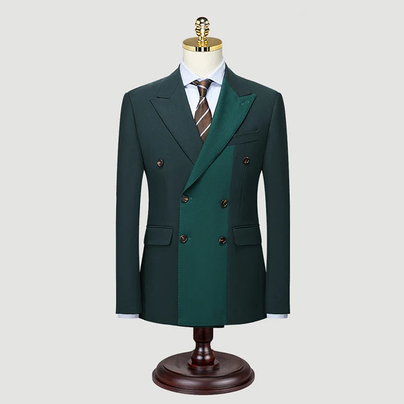 Tuxedo for Mens: Men's Double Breasted Buttons Peak Lapel Tuxedo Prom Business