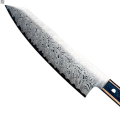 Santoku  Knife Laser Damascus Pattern Kitchen Knife With Ergonomic Pakka