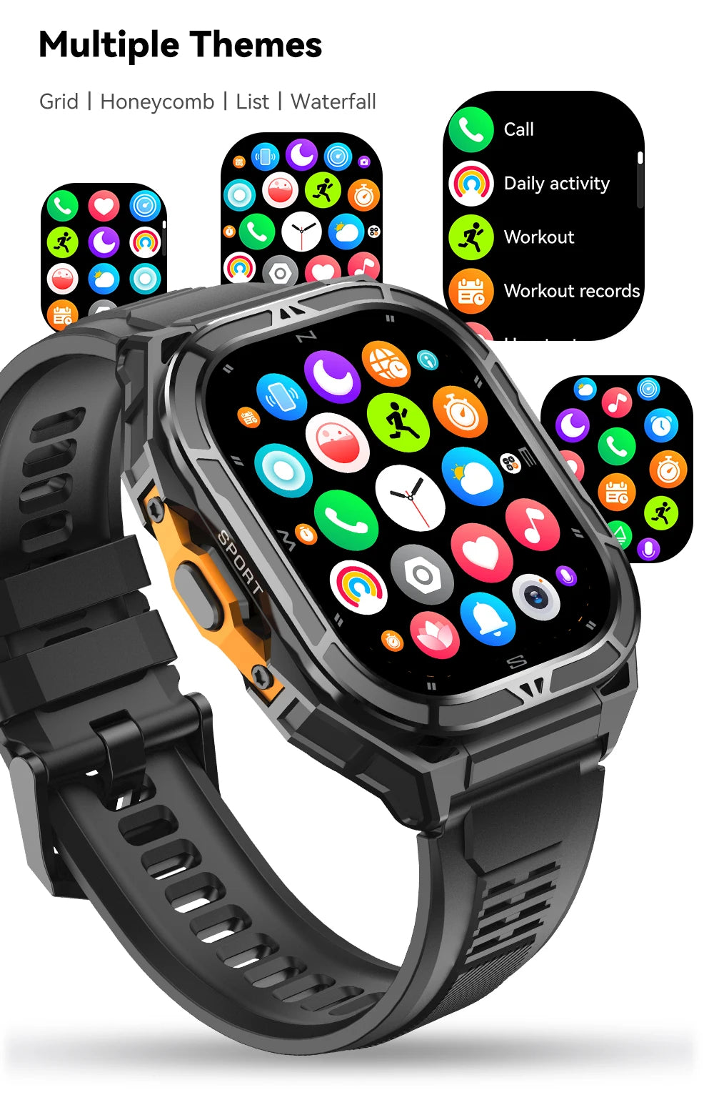 Cubot GT 3 Smart Watch, 5ATM Waterproof, 1.96-inch AMOLED, Blood Oxygen, Fitness Tracker Heart Rate GPS Sport Smartwatch for Men