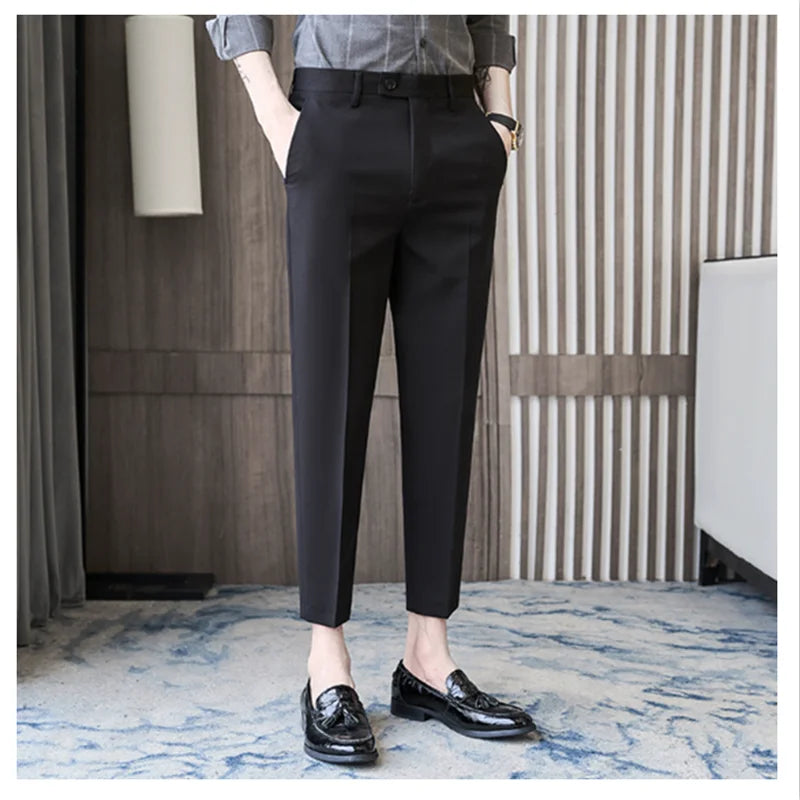Leisure Pants Men's Business Crop Drop Long Pants Korean Version Slim Fit