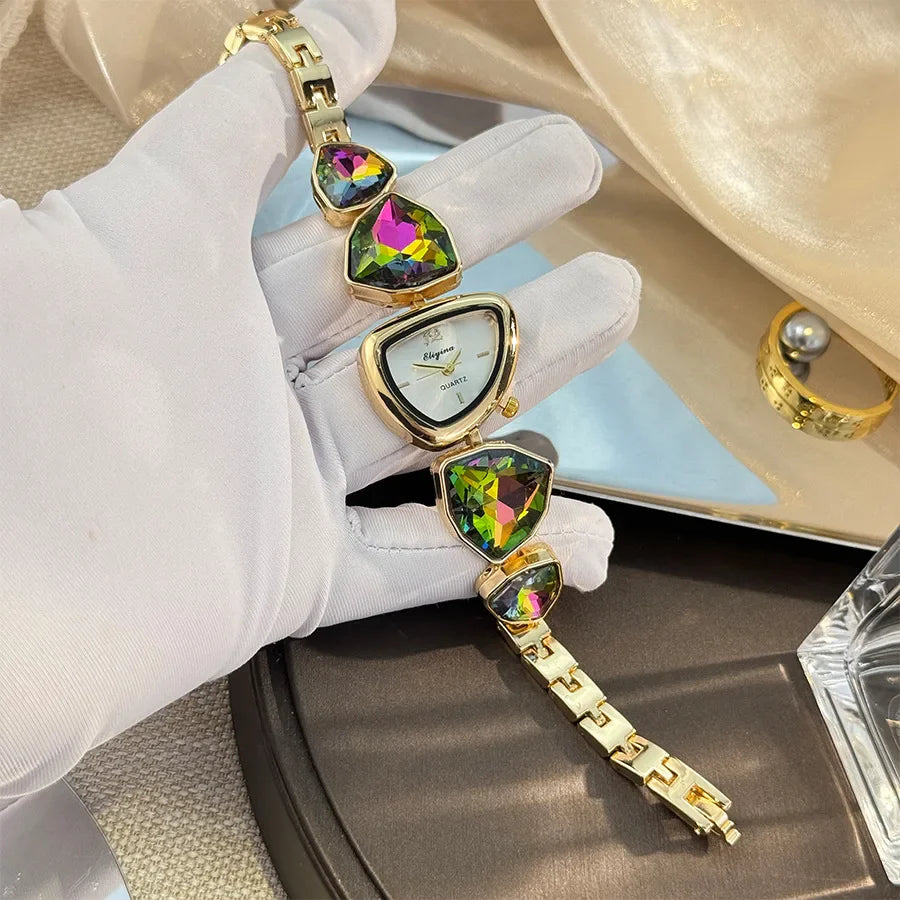 New color scheme irregular design big diamond watch light luxury niche watch color fashion high sense foreign trade wholesale