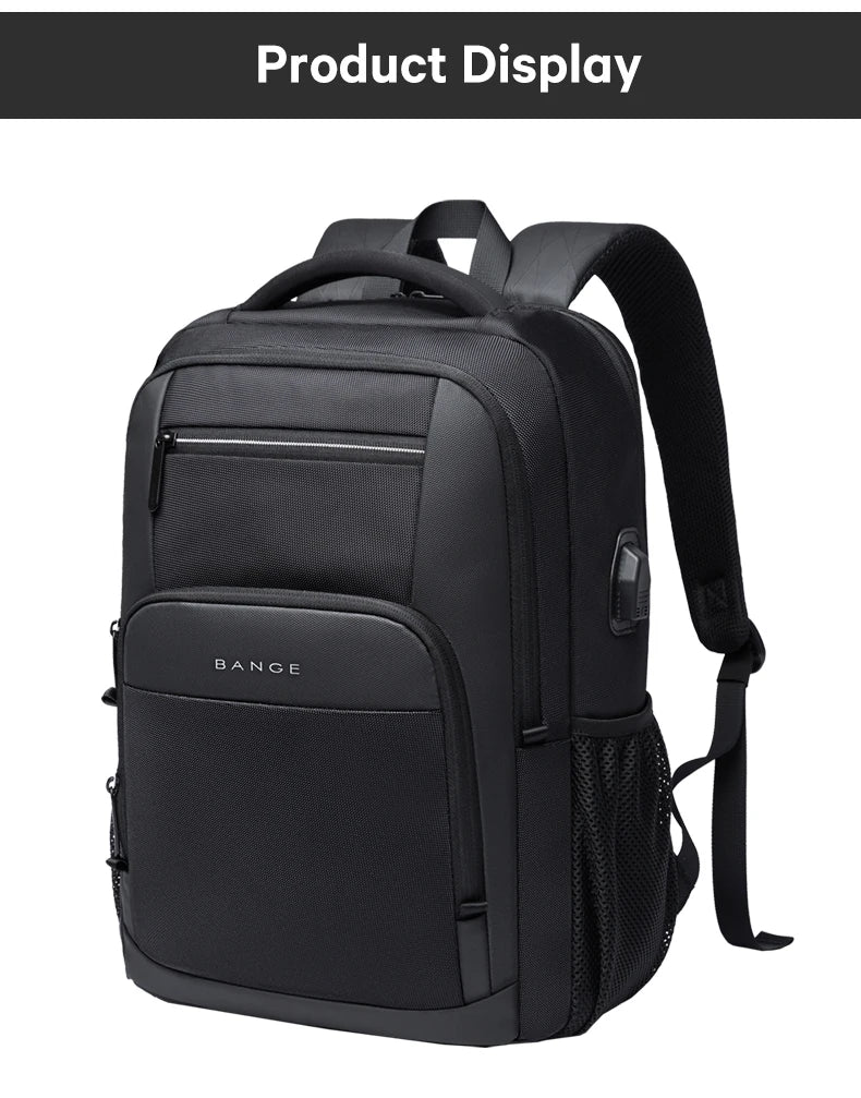 BANGE Sling Travel Laptop Backpack Fits 15.6 Inch Laptop for Men and Women Waterproof with Side Mesh Pocket USB Charging Port