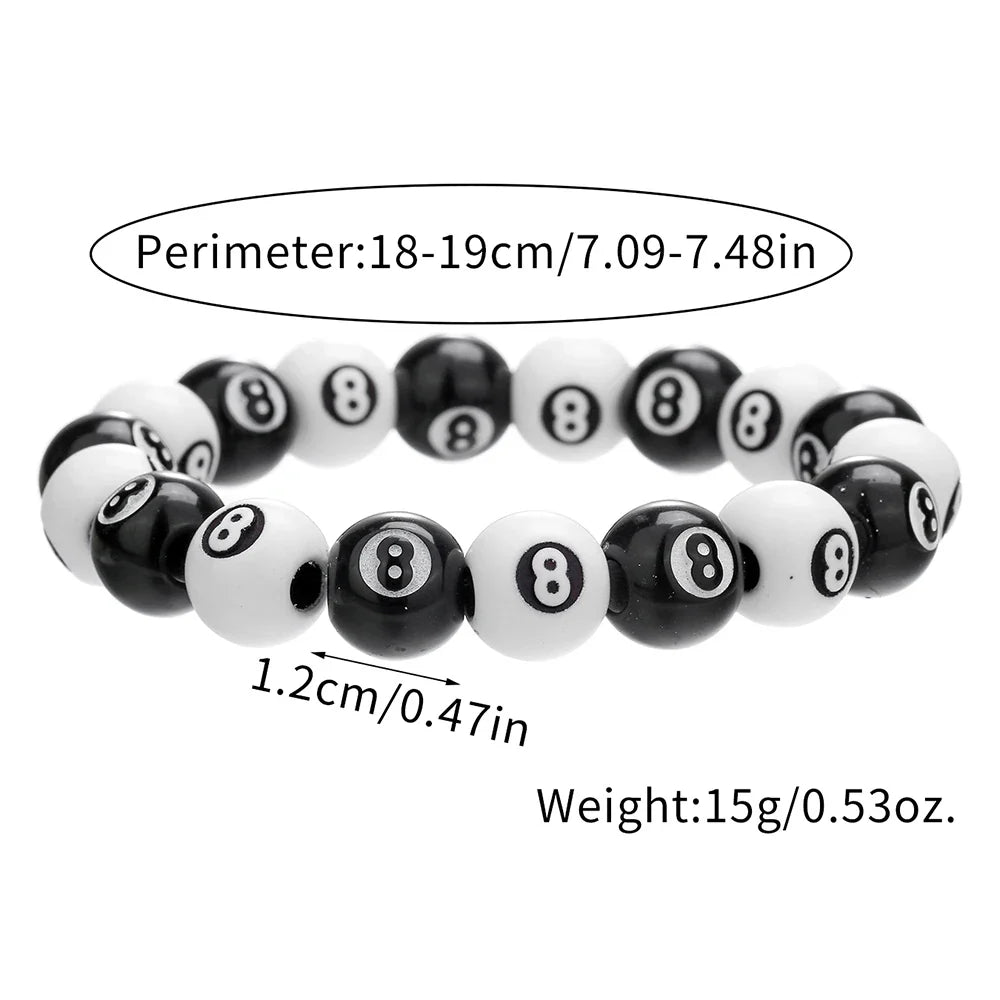 Hot-Selling Creative Billiards Black 8 Bead Bracelet Billiards Figure Eight Elastic Bracelet Accessory Couple Bracelet Jewelry