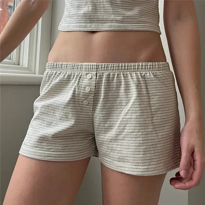Womens Y2K Pajama Shorts Low Waist Striped Boxer Shorts Cute Lounge Floral Pj Shorts Bottoms Comfy Sleep Shorts Streetwear