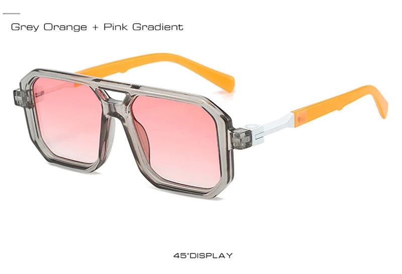 SHAUNA New Double Bridges Square Sunglasses Women Fashion Gradient Shades UV400 Retro Polygon Men Sun Glasses