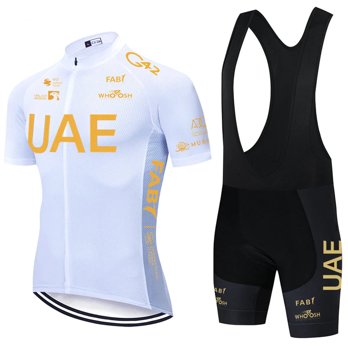 New UAE Cycling Jersey Gold Color Team Bike Jersey Shorts Set Men Women Quick dry Ropa Ciclismo Pro Bicycle T-Shirt Clothing