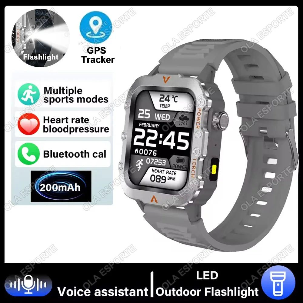 EGC+PPG GPS Sports Fitness Tracker Smartwatch Men 2.01Inch Touch Screen Health Monitoring Bluetooth Call Smart Watch For Android