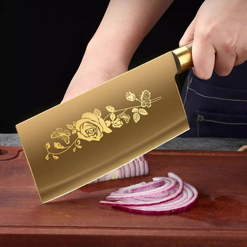 Commercial Gold Kitchen Knives Complete - Special vegetable, meat, and bone knives