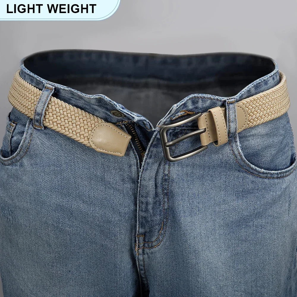 Men's Elastic Belts Unisex Casual Woven Belt for Men Outdoor Rock Climbing Training Work Belt with Jeans Belt of Women 115cm