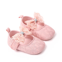 Baby Soft Cotton Shoes Beautiful Lace Bowknot Mary Jane 6 to 12 Month Baby Girl