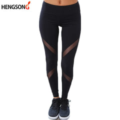 Women  Black Mesh Yoga Pants High Waist Elastic Running Fitness Leggings Sport Pants