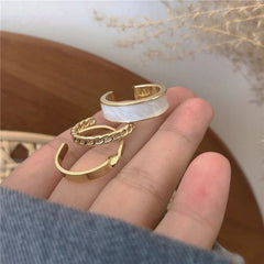 Hip Hop Trendy White Green Adjustable Open Finger Ring For Women