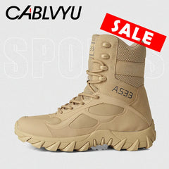 CABLVYU Men Military Boots Army Tactical Boots Outdoor Waterproof Work Men Ankle Boots Hiking Safety Shoes