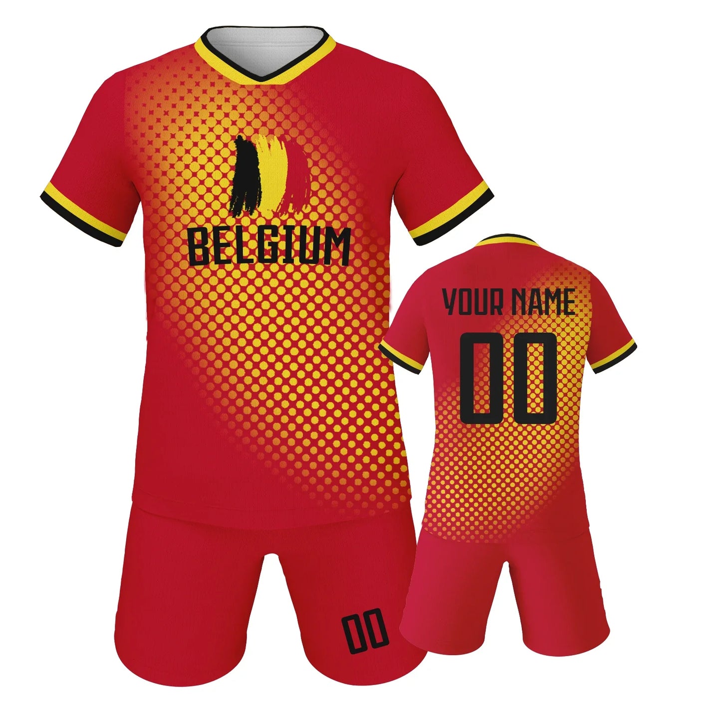 Belgium Customized Football Jersey for Kids Boys Soccer Jersey Set Personalized Summer Football Uniforms Girls Tracksuit 3-14Y