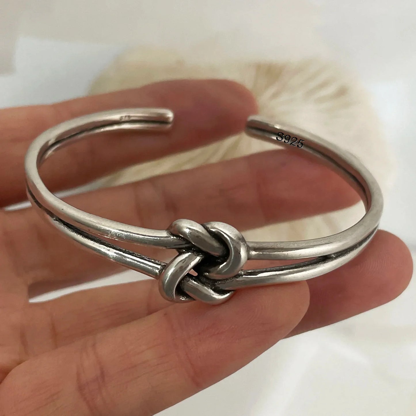 100% Solid 925 Sterling Silver Metal Bracelet for Women Men Vintage Handmade Simple Birthday Gift S-B451