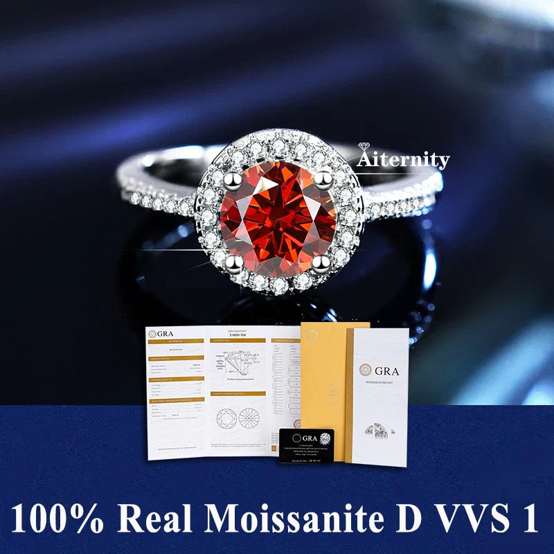 NEW 100% Real Moissanite Ring D VVS1 Pass Diamond Test Pen Adjustable Size S925 Sliver GRA Certificate Wedding Rings for Women
