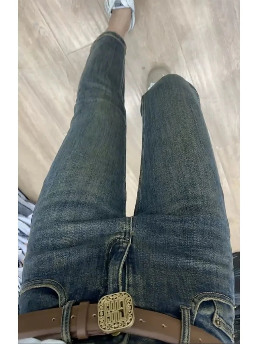 Y2k Jeans Straight Leg Women's Jeans High-waisted Slimming Stretch