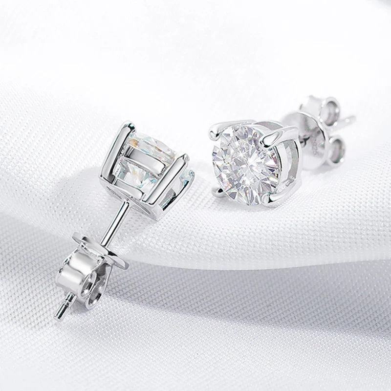 Smyoue 0.1-3CT Test Passed Moissanite Studs Earrings for Men Women S925 Silver Platinum Plated Bride Wedding Lab Diamond Studs