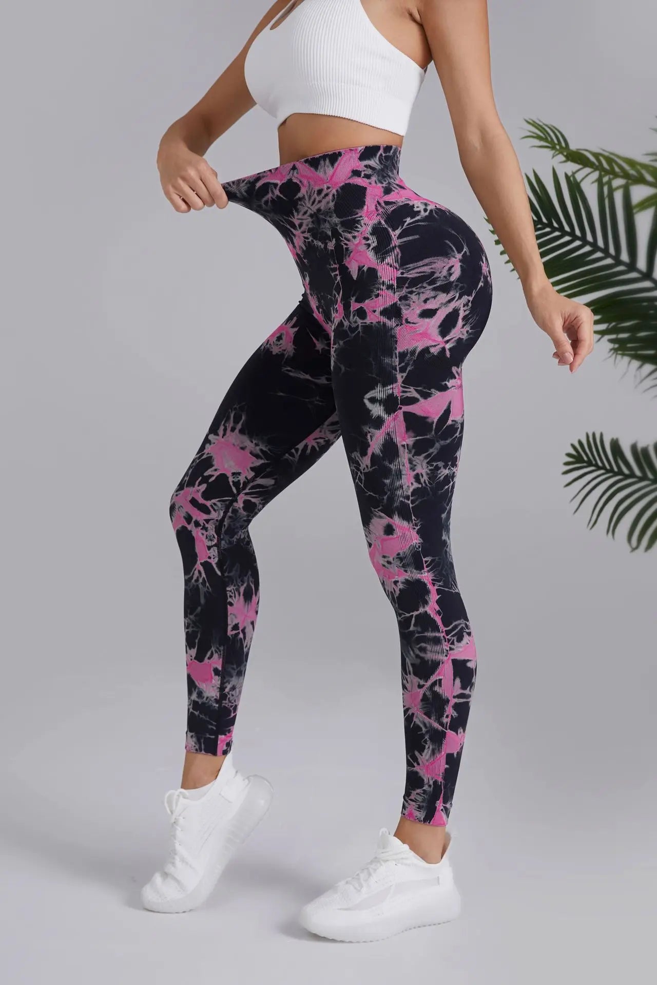 Seamless Peach Yoga Pants Women's Dual Color Tie Dye Tie Float High Waist Sports
