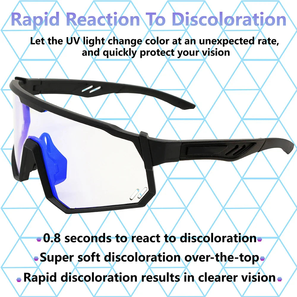 Photochromic Cycling Glasses Men Mountain Bike Sunglasses Women Clear MTB Sports Goggles Bicycle Triathlon Running Baseball