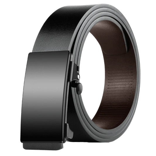 DINISITON Men Leather Belt Black Metal Toothless Automatic Buckle Business Casual PU Leather Men's Fashion High Quality Belt