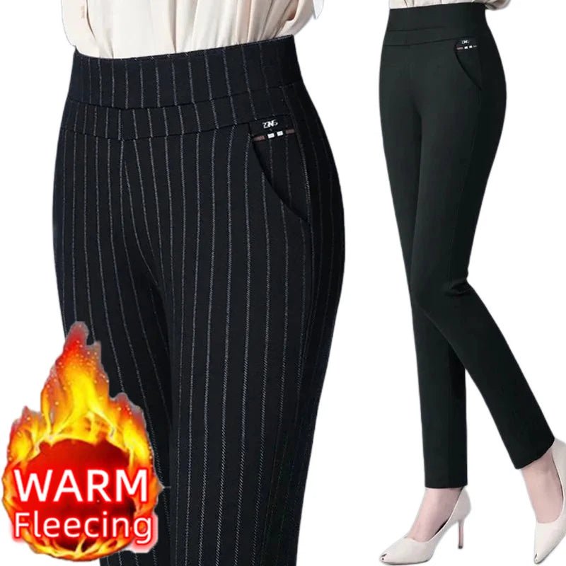 Women's Trousers Stripes Black OL Formal Clothes For Woman Pant
