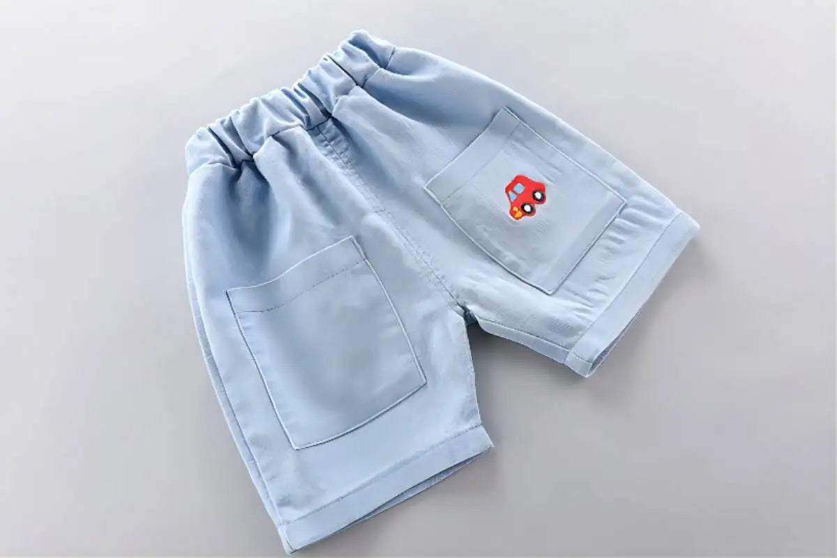 Baby boys Polo Shirt + Handsome Denim Shorts 2-Piece Set kids girls clothes suits summer