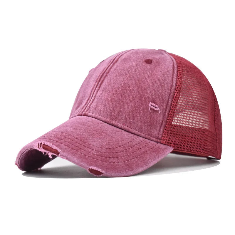 Washed Cotton Mesh Breathable Baseball Cap Made Old Ripped Light Board Caps Men and Women Tide Spring and Summer Vintage Hat